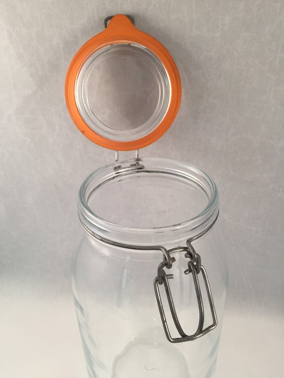 Large Clamp Lid Jar Clear Glass 2 Liter with Rubber Stopper