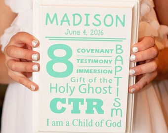 Personalized Wood Baptism Sign - LDS Primary, LDS Baptism, Great to Be 8, Baptism Gift