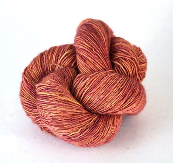Hand Dyed Yarn Rose Gold Merino / Silk Fingering Single Ply