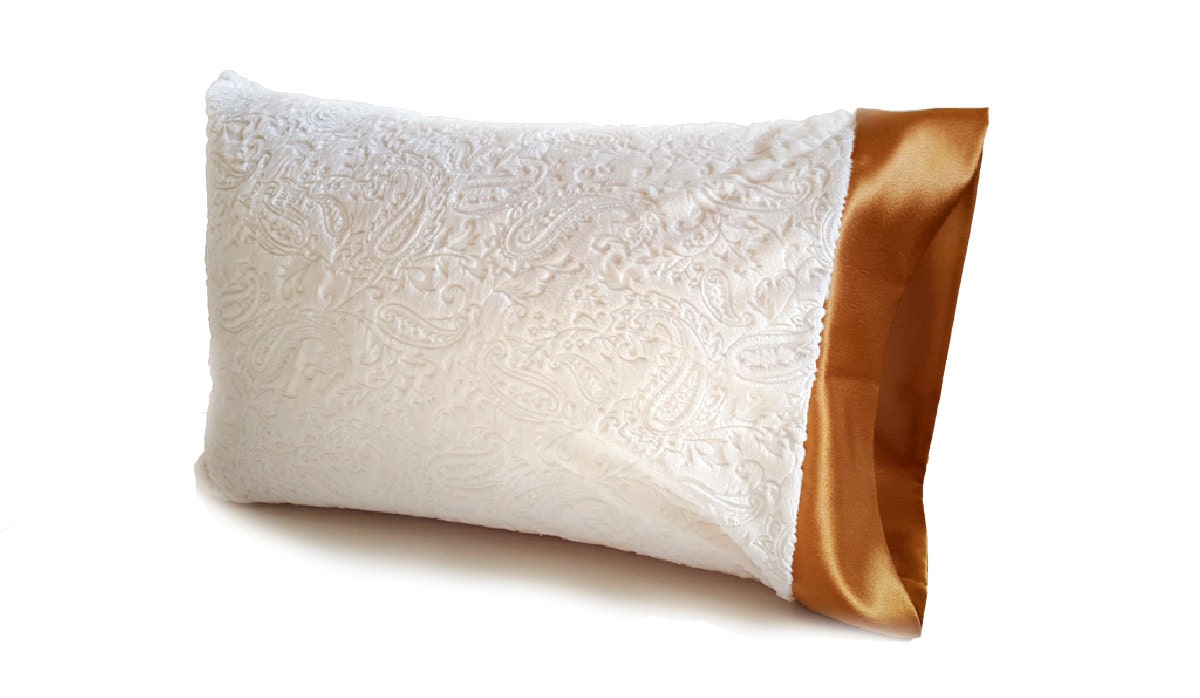 Gold Satin Pillowcase / Paisley Pattern / Satin Pillowcase