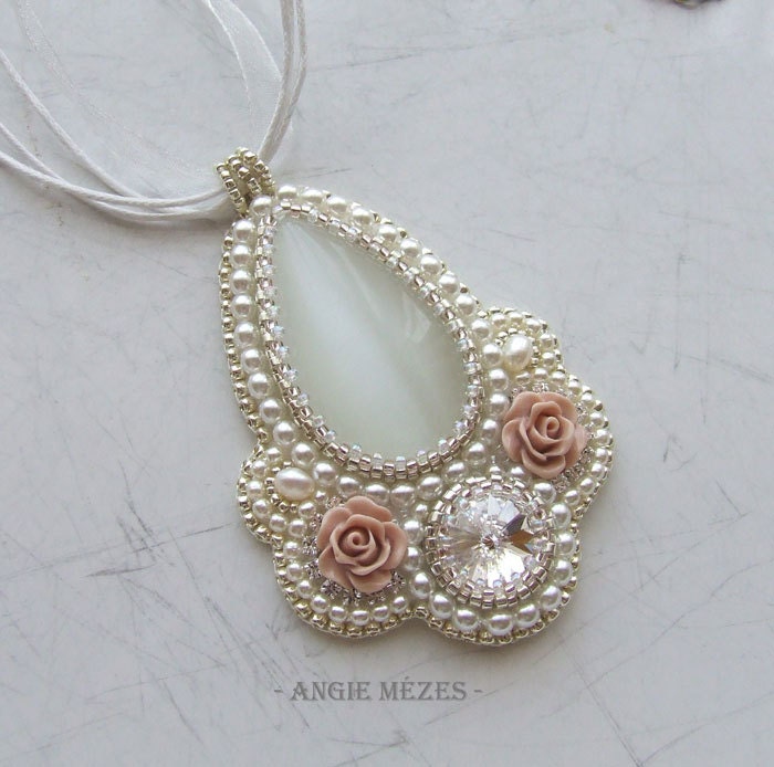 Beaded Pendant Tutorial Bridal Necklace Pattern Beading