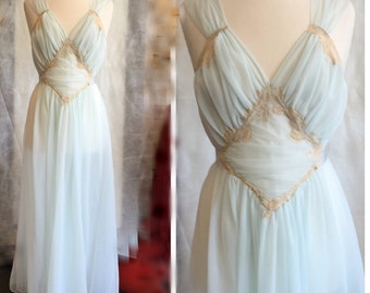 Items similar to Vintage 1960s Light Blue Sheer Negligee by Rogers on Etsy