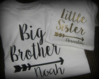 Big Brother, Little Sister, Big Sister, Little Brother matching shirts, personalized arrow shirts
