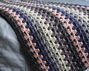 SALE** Barkley Crochet Granny Stripe Baby Blanket