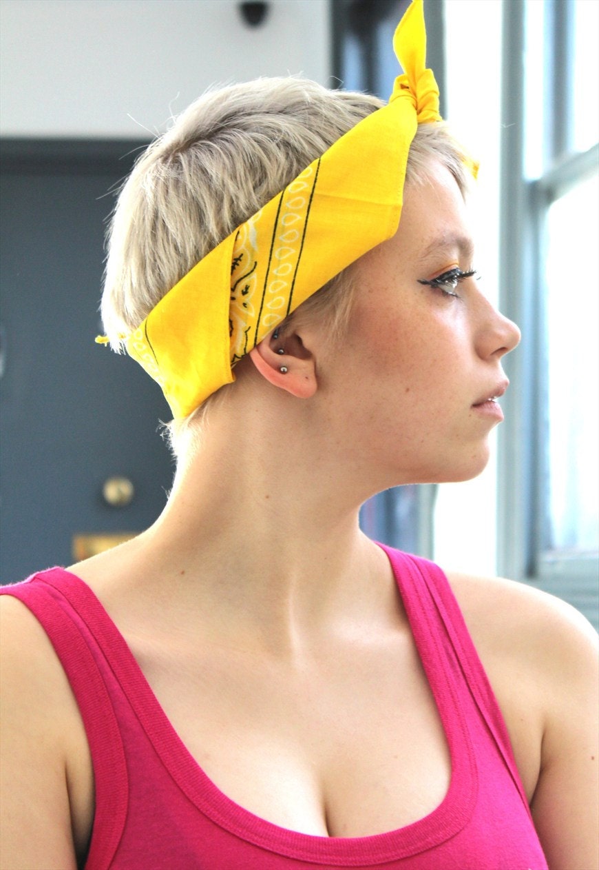 Bright Sunshine Yellow Pin Up Girl Bandana by PrettyDisturbia