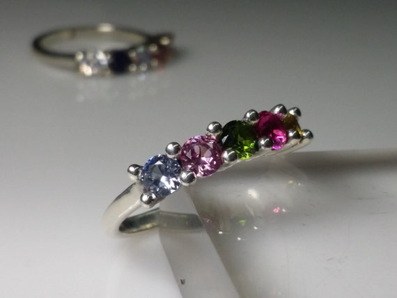 Mother's ring or Grandmother's ring with 5ea 4mm lab created birthstones. 2,3,4 and 5 stone rings are available in other listings.