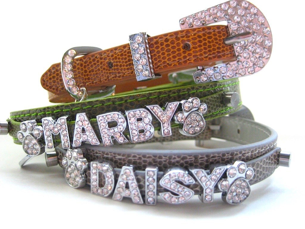 Rhinestone Dog Collars Croc embossed XSmall Dog Collar S