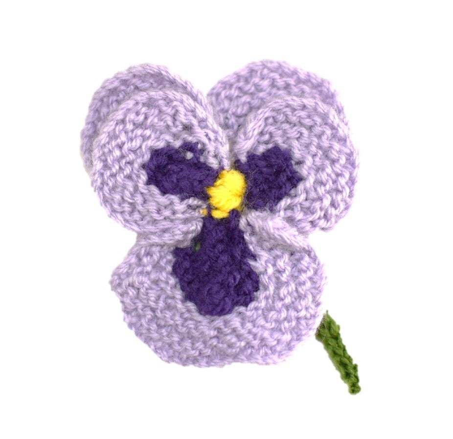 Knitted pansy hanging basket, pansy knitting pattern, knitting pattern