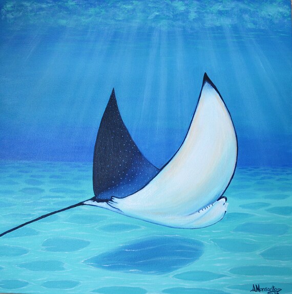 Stingray Painting Acrylic on Gallery Wrapped Canvas