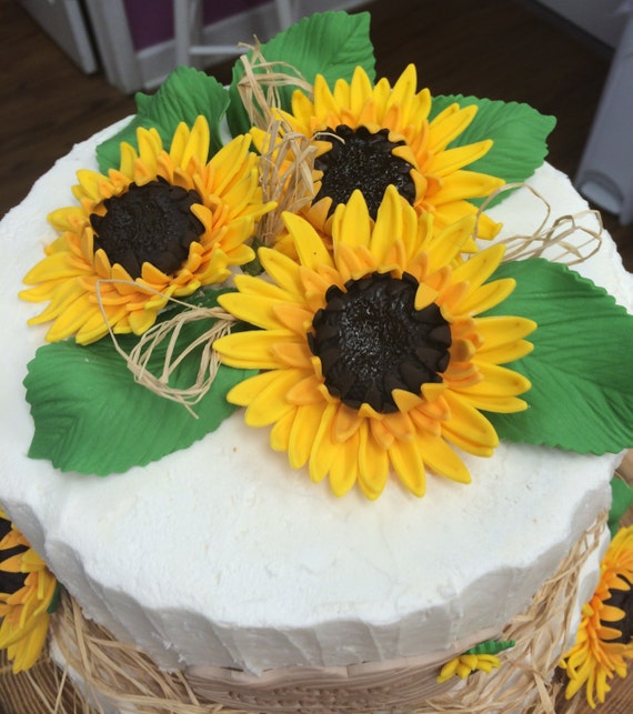 Sunflower Cake topper by Blissfulbitesgourmet on Etsy