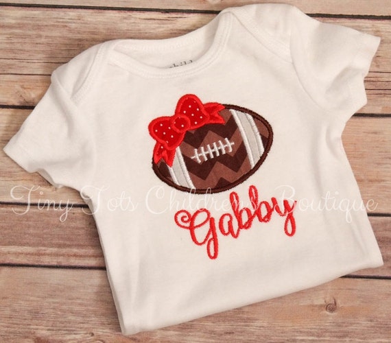 Items similar to Football Personalized Bodysuit Baby Girl Embroidered