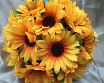 Sunflower Pomander Kissing Ball Bride Pomander Decoration Butterflies Flower Girls - Large