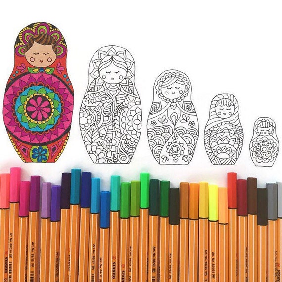 Download Items similar to Matryoshka Doll Coloring Page download, adult coloring page, Kids coloring page ...