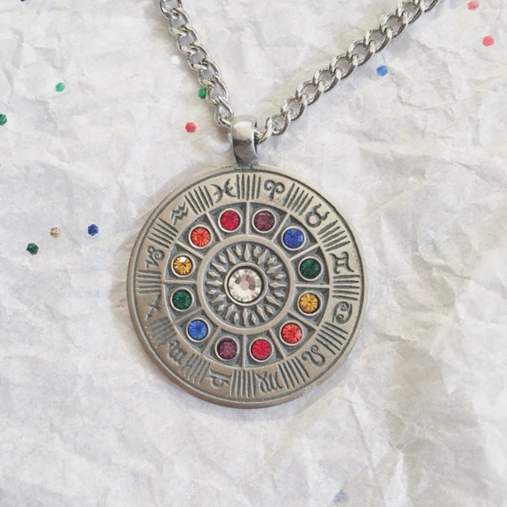 Items similar to ZODIAC WHEEL Pendant Necklace - Astrology Astrological ...