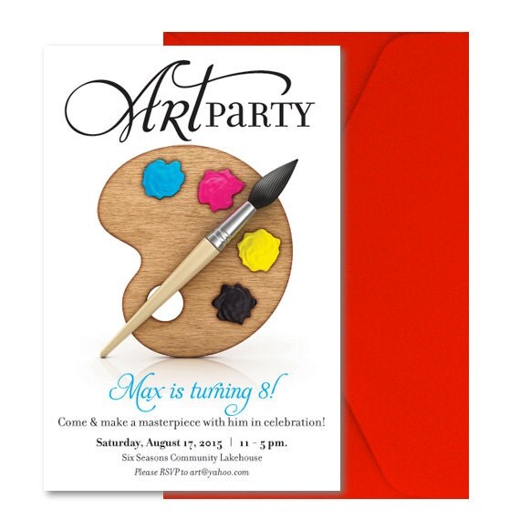 Art Party Invitation Paint Palette Digital