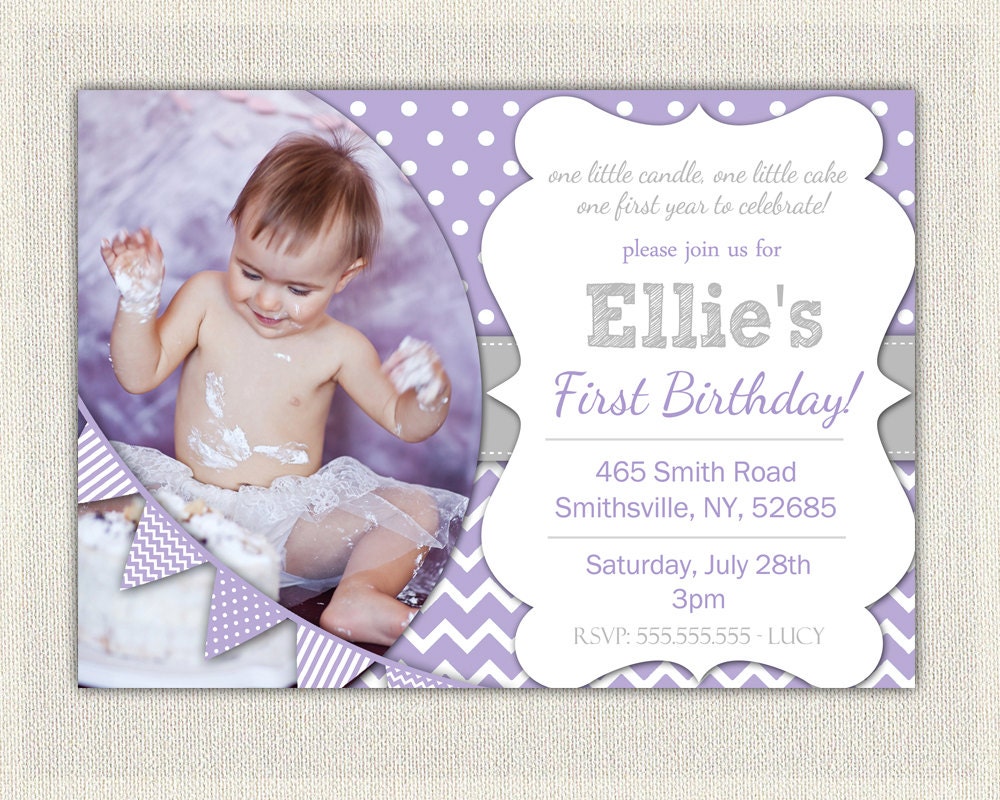 Purple First Birthday Invitations 7