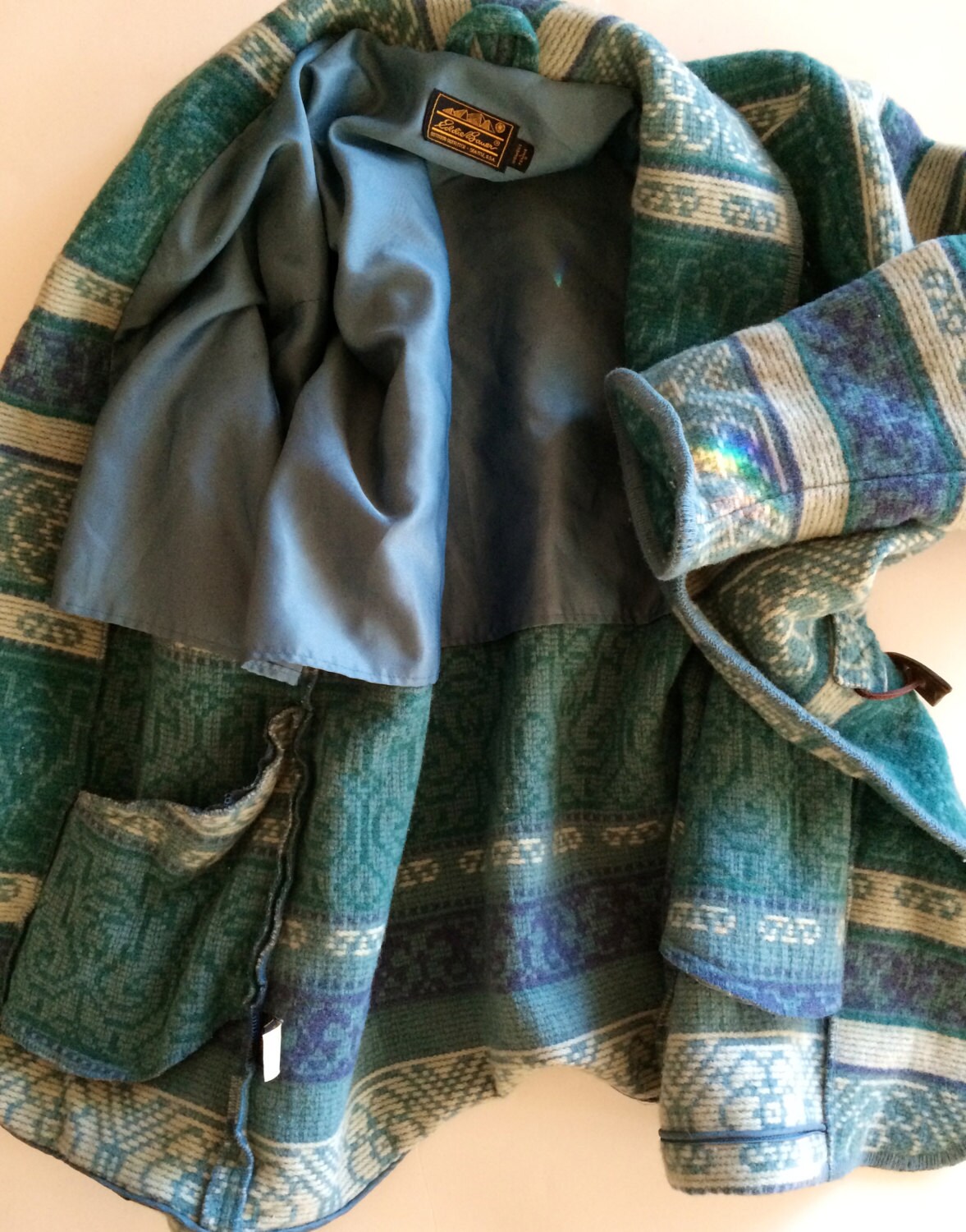 Southwestern Blanket Coat Yummy Turquoise & Teals in Native