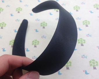 SALE--10 pcs Black Satin Headbands-- 40mm Wide