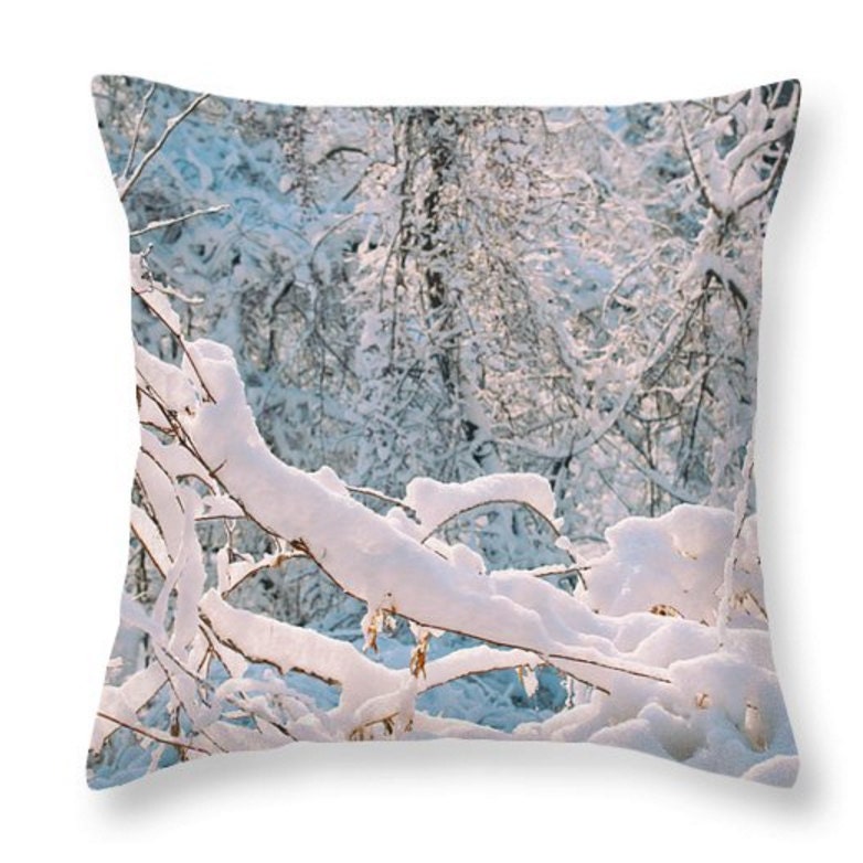 Blue Snow Pillow Cover Winter Accent Pillow Winter Snow Seat