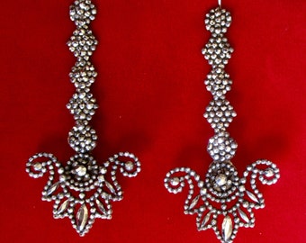 Pair of 3 1/2-Inch Turn of The Century Cut-Steel Earrings