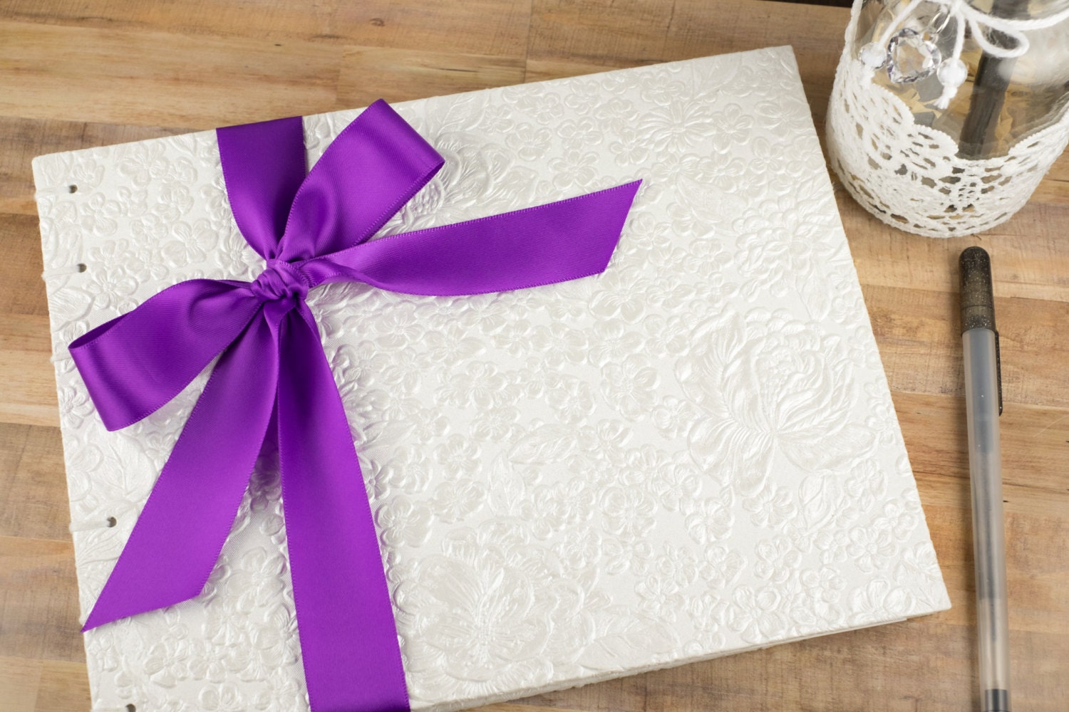 Purple Guest Book Wedding Guest Book Elegant Guest by OneofaBind