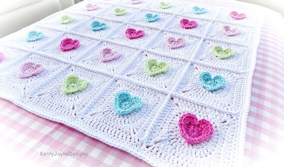 basic crochet square pdf granny pattern Crochet pattern Blanket Blanket Granny Pattern NO.7A Heart Pdf Square