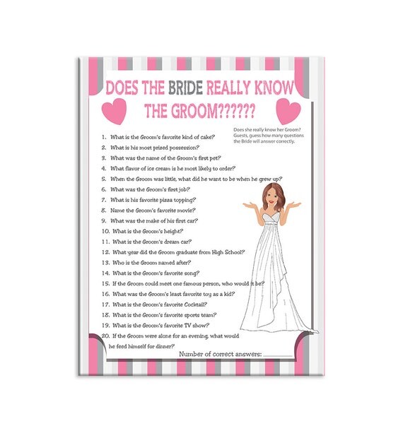 Printable Wedding Shower Game Does the Bride by TheVintagePen