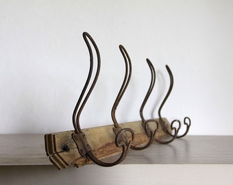 Industrial Mid Century School Coat Hook Hat Rack Loft Decor 4 Large Pegs