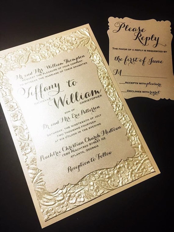 Items similar to Embossed Wedding Invitation Luxury Wedding