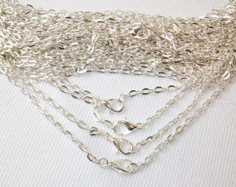 100 Rolo Shiny Silver Chain Necklaces 24"