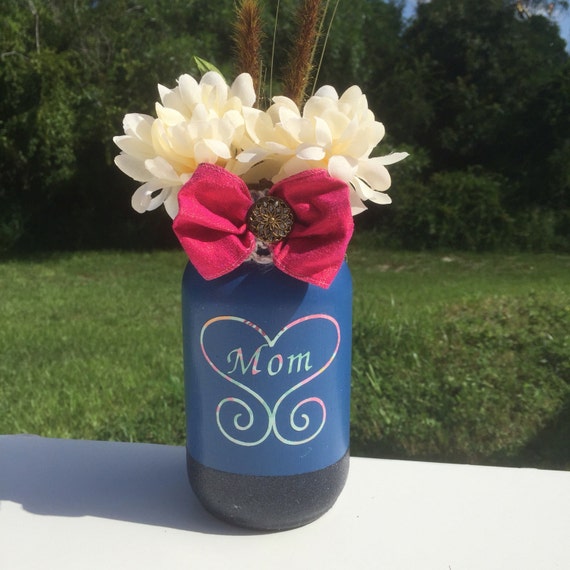 Blue Mom Jar Vase Decorative Vase Mothers Day Gift