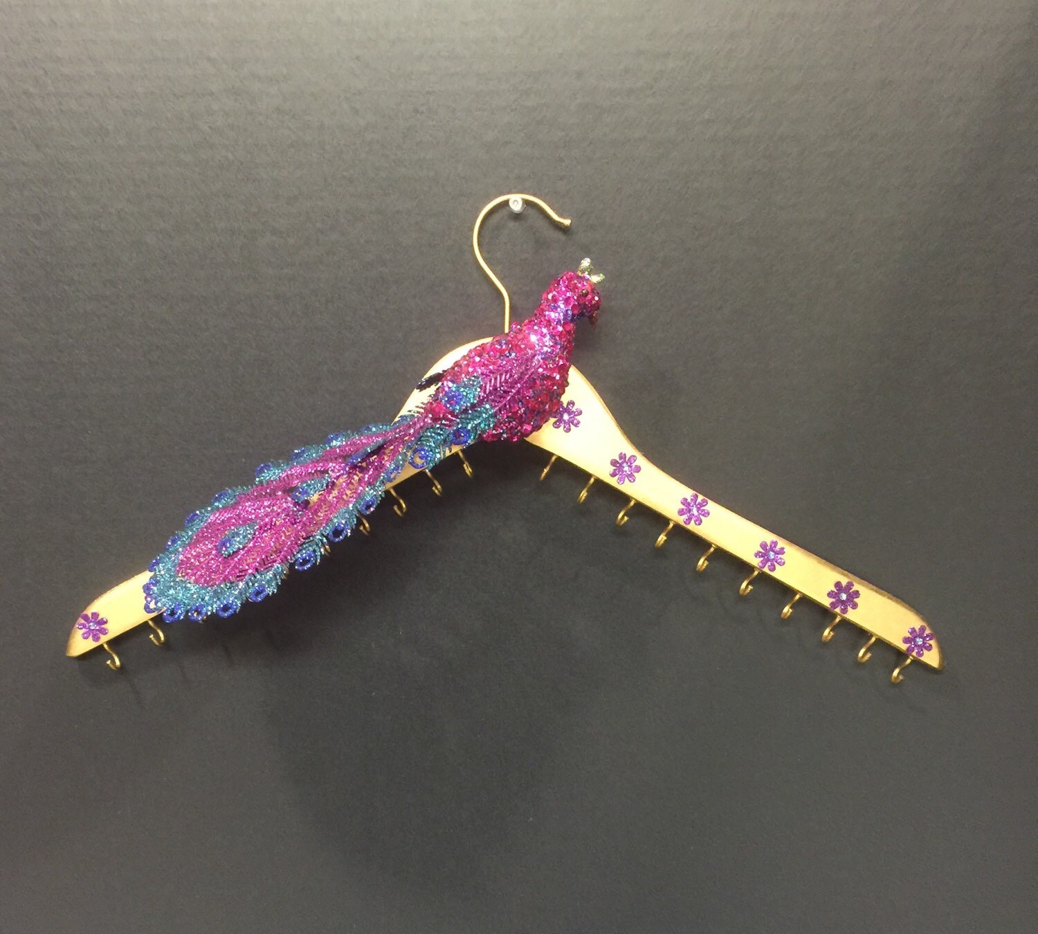 Pink Peacock Wall Decor Jewelry Organizer Jewelry Display