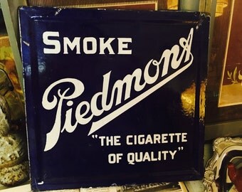 Vintage Smoke Piedmont Cigarette Double Sided Porcelain Sign Chair Back