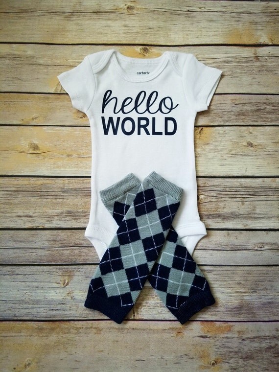 Newborn Boy Outfit Newborn Take Home Outfit Hello by AdassaBaby