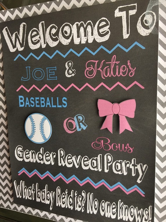 Baseballs or bows/ Gender Reveal/ Baby Shower/ Door Sign/
