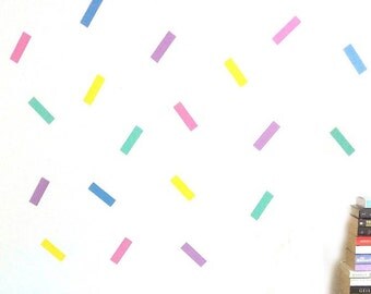 Rainbow Confetti Wall Decal Decoration, Peel And Stick Bachelorette Wall Decoration, Playroom Wall Decal, Peel And Stick Rectangle Backdrop
