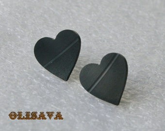 Vinyl record earrings , Vinyl record jewelry , recycled jewelry earrings , Heart earrings