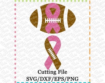 EXCLUSIVE SVG eps DXF Cutting File Football Awareness Ribbon svg, awareness ribbon svg, football svg support ribbon svg, awareness ribbon