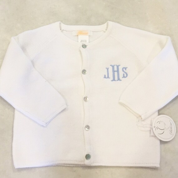 Boy's monogrammed cardigan sweater youth personalized