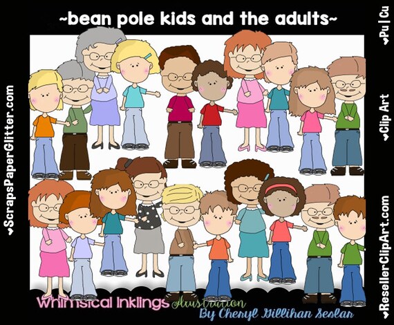 Bean Pole Kids And The Adults Clip Art Commercial Use