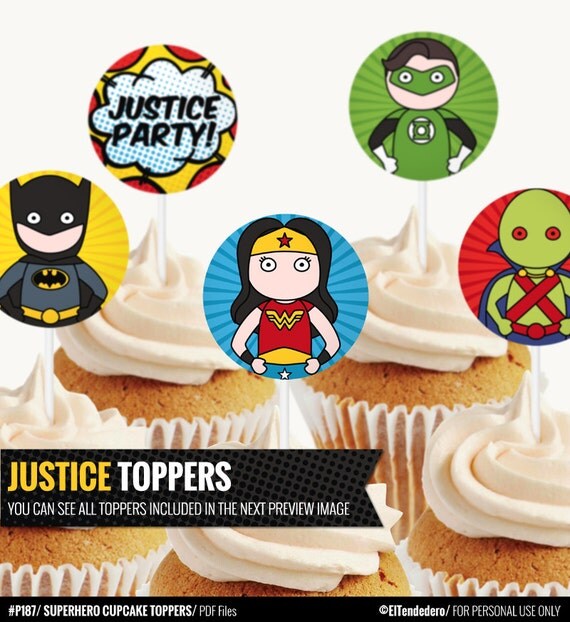 Justice League Cupcake Toppers Printable 8954