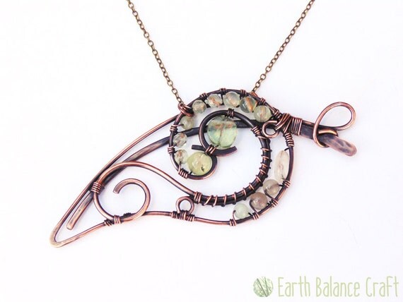 Necklace Dewy Leaf Copper Pendant Wire Jewelry Leaf