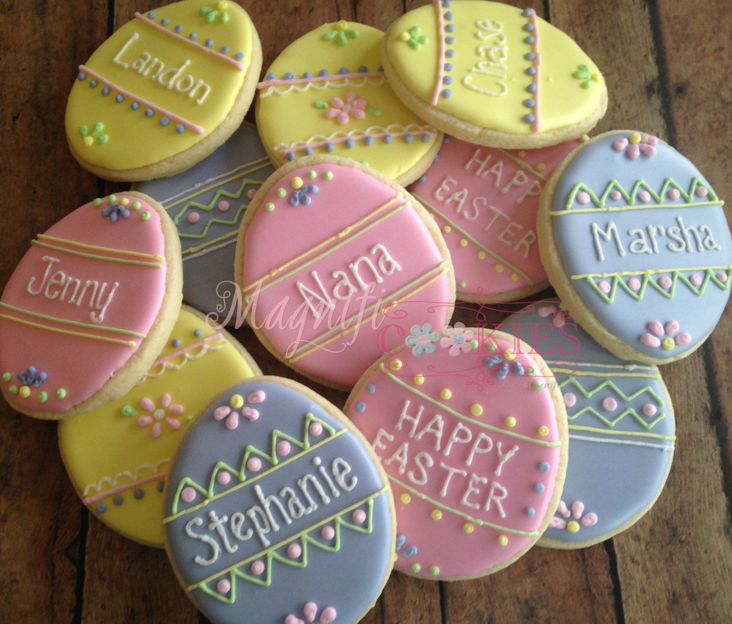 PERSONALIZED Easter Egg decorated cookies by Magnificookies
