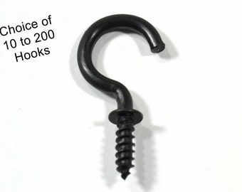 Black Screw Hooks-High Quality-Choice of 10 - 200 Hooks-5/8" (15.875 MM)-Jewerly Hooks-Key Hooks-Hardware-Woodworking Supplies