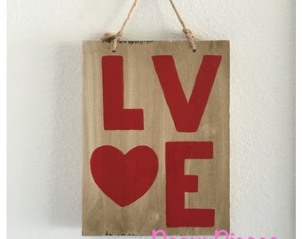 Love wood sign, love sign, rustic decor, wedding decor, Valentine's Day gift, country wedding, wood love sign, wooden love sign, heart sign