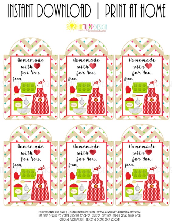 Printable Baked Goods Homemade with Love Gift Tags Sticker