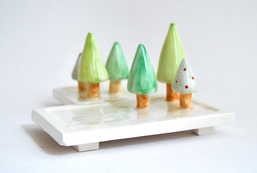 Ceramic Trees Ring Dish. Trees Jewerlry Dish. Wedding Gift.
