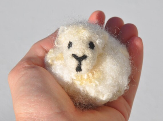 Items similar to Needle Felted Sheep Fluff Ball, 100% Wool, Real Sheep ...