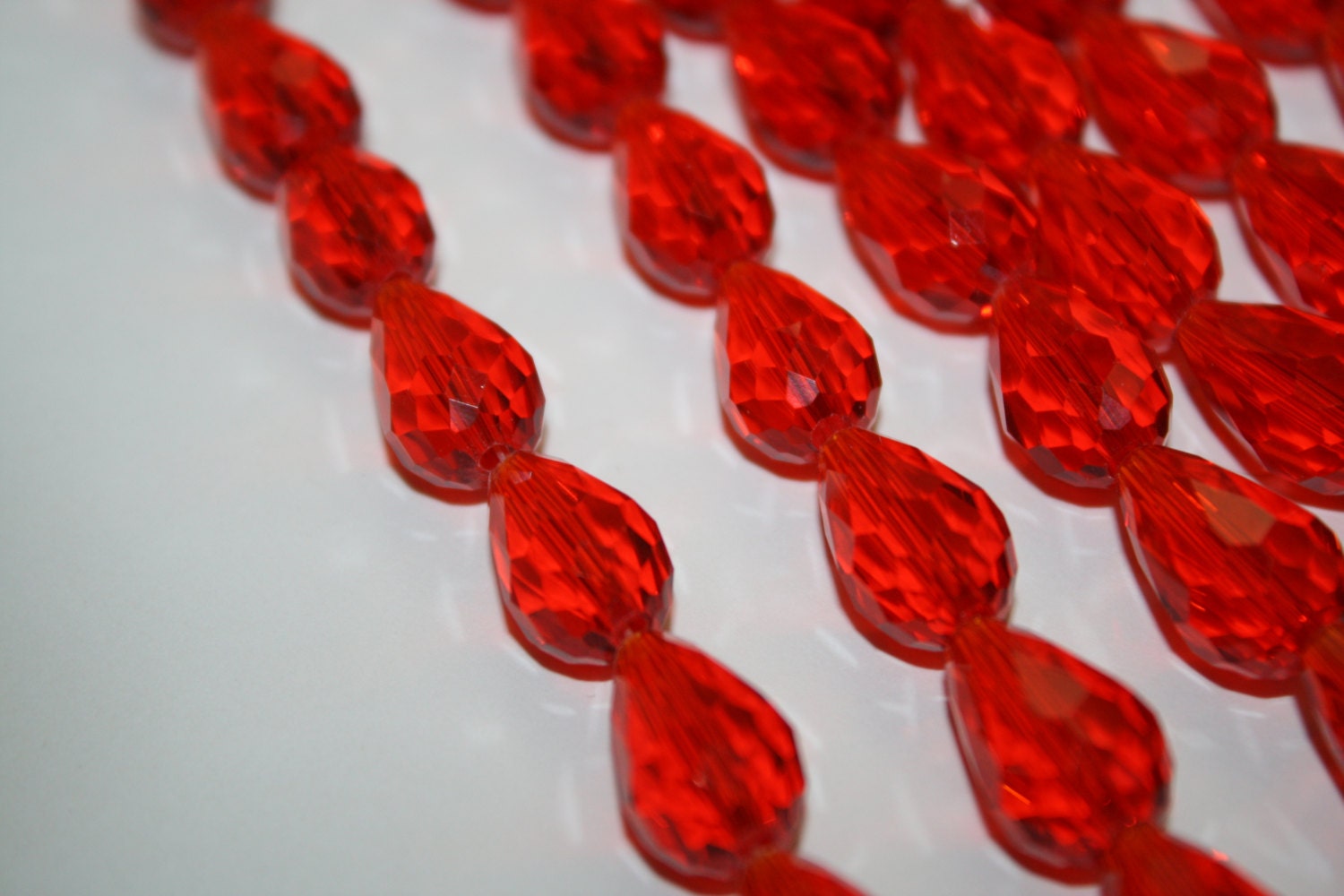 Red Glass Teardrop, Teardrop Beads 9x14mm 24ct D252 from IrenesBeadStore on Etsy Studio