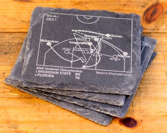 Michigan State Greatest Plays - Slate Coasters (Set of 4)